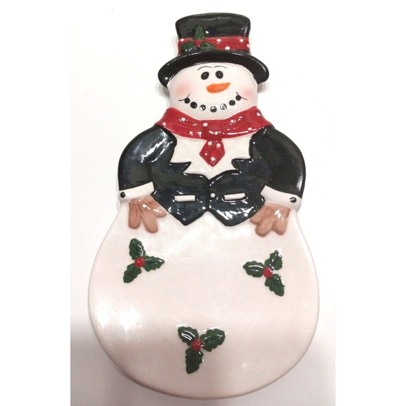 Snowman Spoon Rest Christmas Cooking Kitchen Food Eat Snacks Winter 8.5 Inches - Picture 3 of 6
